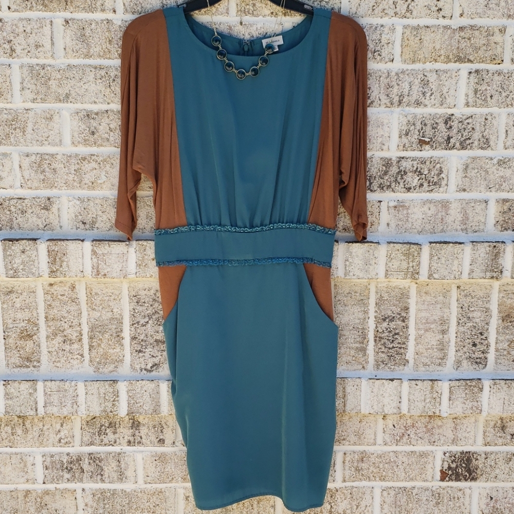 Daniel Cremieux 3/4 sleeve colorblock sheath dress